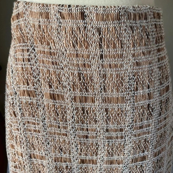 Nic + Zoe Textured Knit Fringe Tan Skirt M - Picture 5 of 13